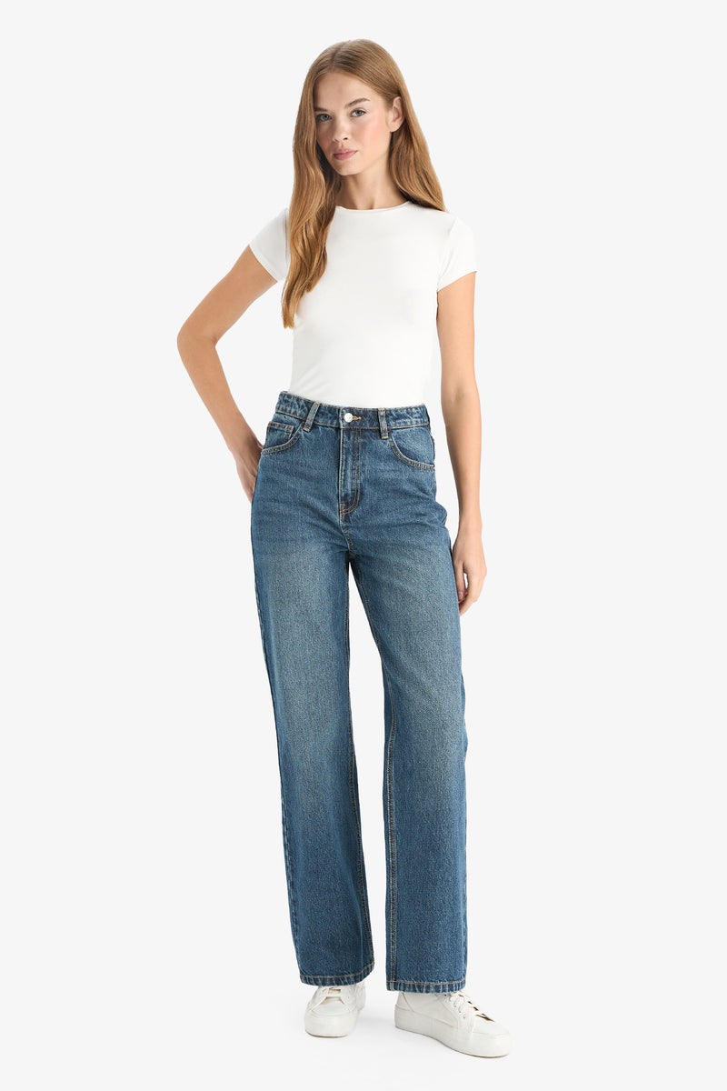 ديفاكتو بنطلون جينز وايد ليج برجل عادية وخصر عالي - Image 4